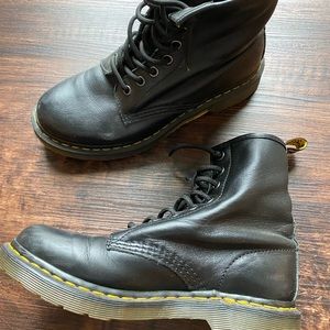 Smooth Leather Black Lace Up Boots